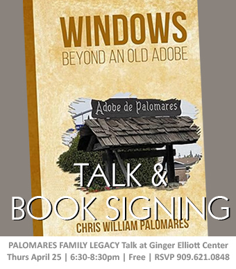 Windows by Chris William Palomares Talk and Book Signing Thurs Apr 25 6:30-8:30pm Ginger Elliott Center Free