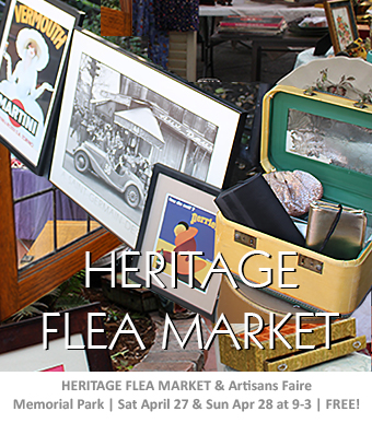 Heritage Flea Market and Artisans Faire Sat April 27 and Sunday April 28 9-3 Memorial Park