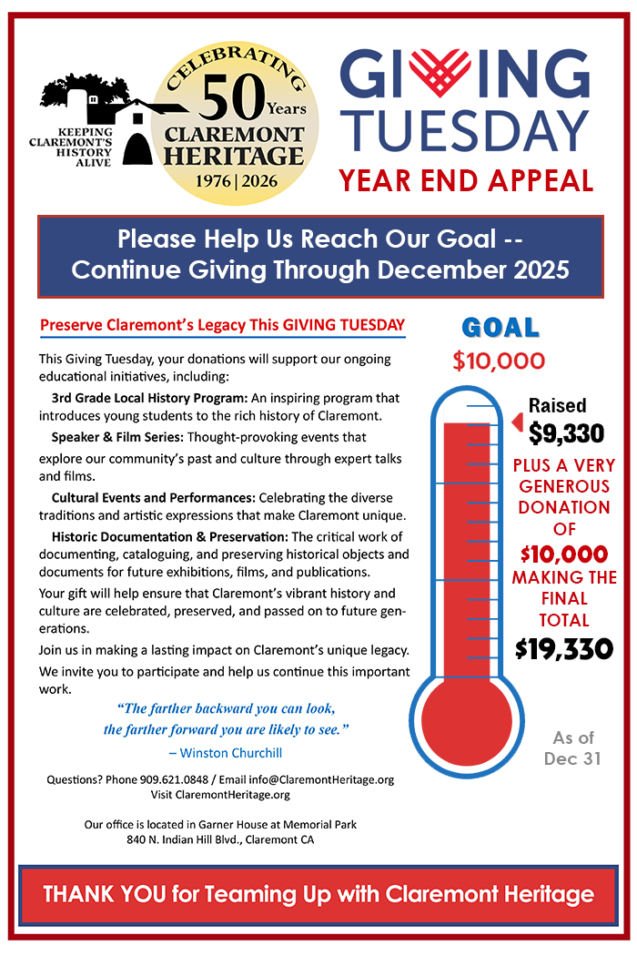 Claremont Heritage Giving Tuesday 2025