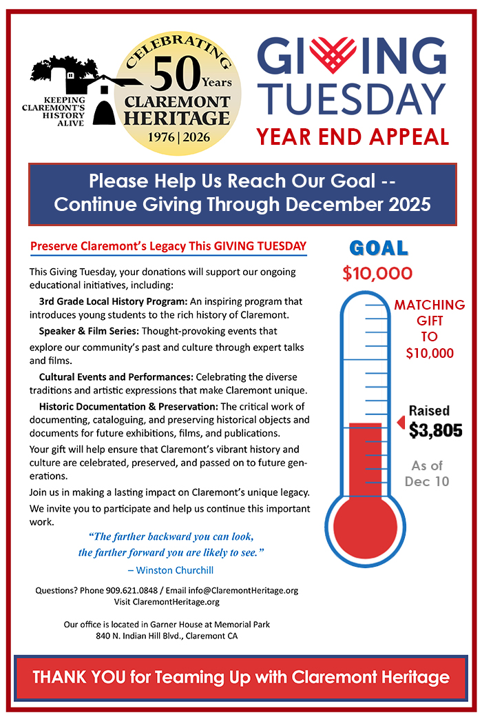 Claremont Heritage Giving Tuesday 2025