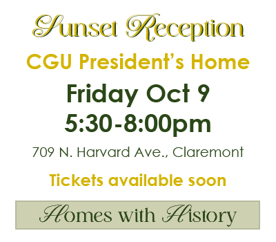 Sunset Reception Friday Oct 9 at CGU President's Home 5:30-8:00pm