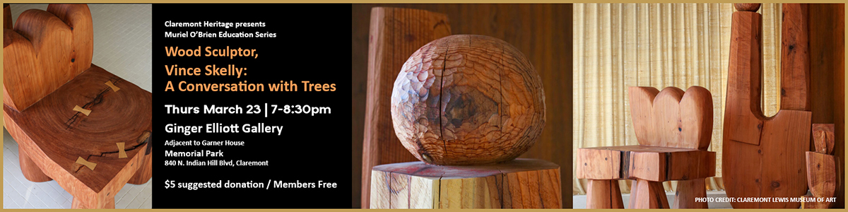 Vince Skelly, Wood Sculptor, A Conversation with Trees talk on Thurs March 23 / 7:00pm
