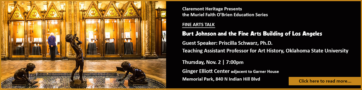Fine Arts Talk: Burt Johnson Thurs Nov 2 2023 7pm