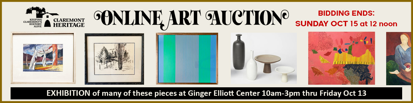 Bid on pieces of art by some of Claremont's notable artists!