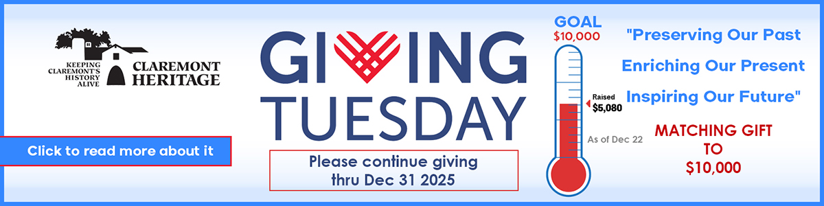 Claremont Heritage Giving Tuesday throughout December 2025
