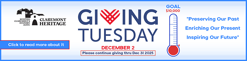 Claremont Heritage Giving Tuesday Fundraising to benefit 3rd Graders History Program