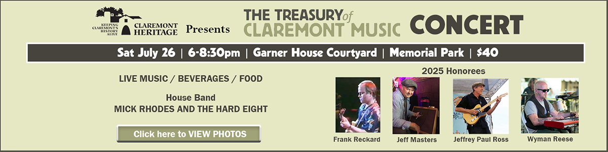 View photos from Treasury of Claremont Music Concert Sat July 26 | 6:00pm | $40 | Garner House Courtyard