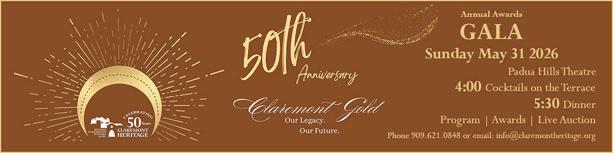Claremont Heritage annual awards Gala Sunday May 31 2026