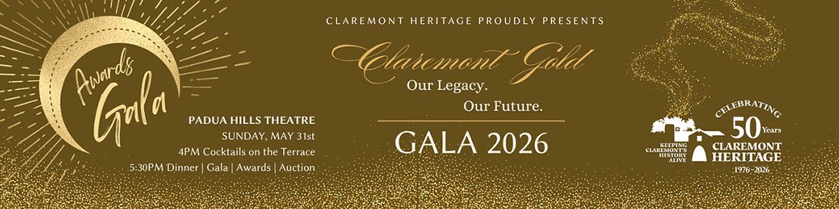 Claremont Heritage annual awards Gala Sunday May 31 2026