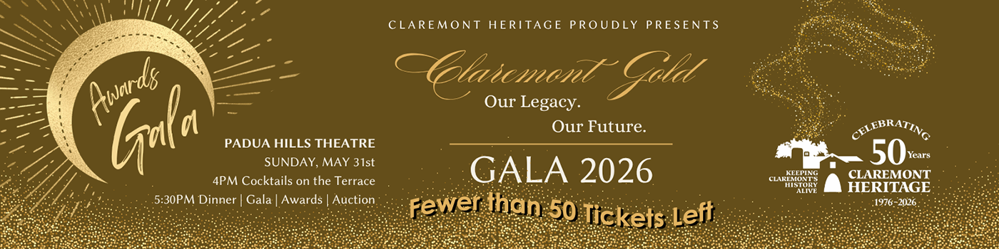 Claremont Heritage Annual Awards Gala Sunday May 31 2026