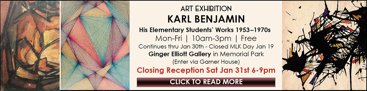 Art Exhibition | Early Karl Benjamin and works by his Elementary Students 1953-1963 | Opening Reception Sat Jan 3 | 6-9m | Ginger Elliott Gallery | Free