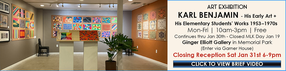 Art Exhibition | Early Karl Benjamin and works by his Elementary Students 1953-1963 | Opening Reception Sat Jan 3 | 6-9m | Ginger Elliott Gallery | Free
