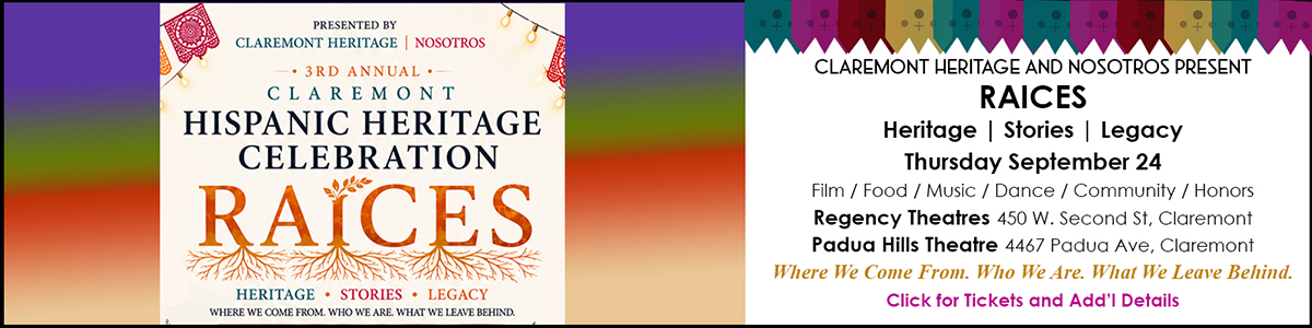 RAICES Thurs Sept 24 at Padua Hills Theatre and Regency Theatres