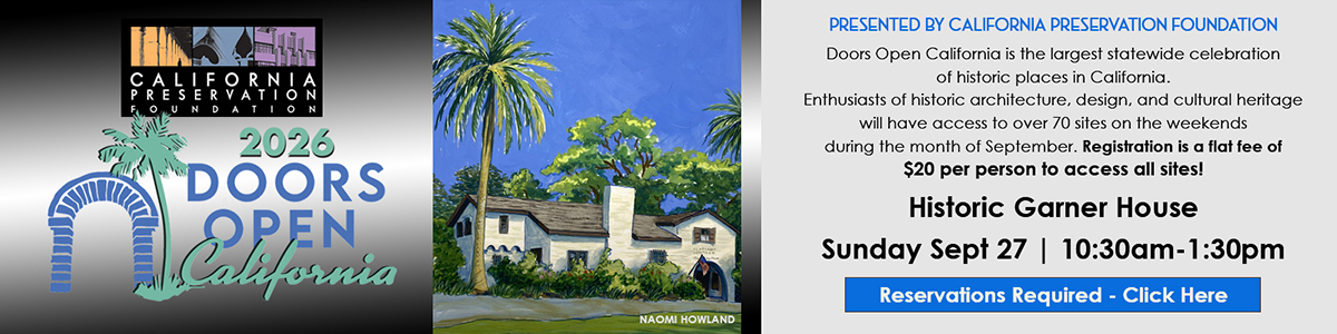 Doors Open CA 2026 Garner House Sun Sept 27 10:30am-1:30pm